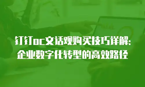 钉钉oc文话观购买技巧详解：企业数字化转型的高效路径