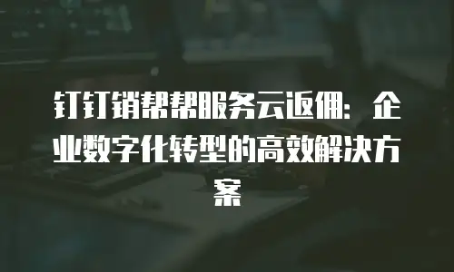 钉钉销帮帮服务云返佣：企业数字化转型的高效解决方案