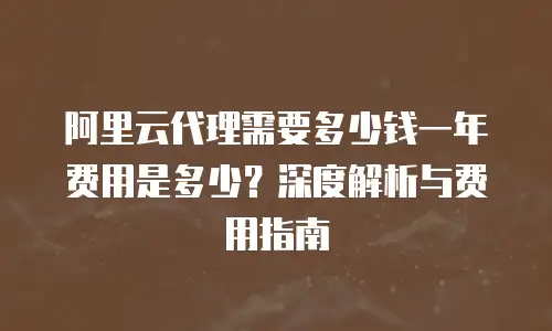 阿里云代理需要多少钱一年费用是多少？深度解析与费用指南