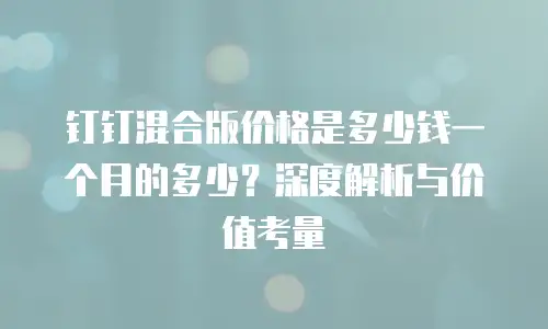 钉钉混合版价格是多少钱一个月的多少？深度解析与价值考量