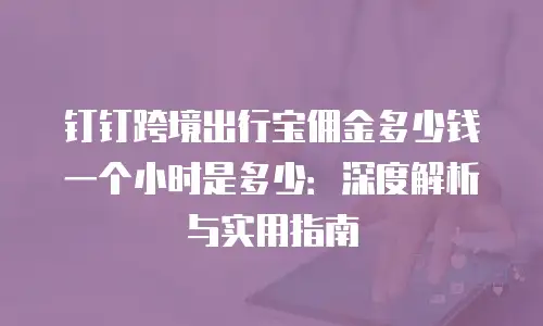 钉钉跨境出行宝佣金多少钱一个小时是多少：深度解析与实用指南