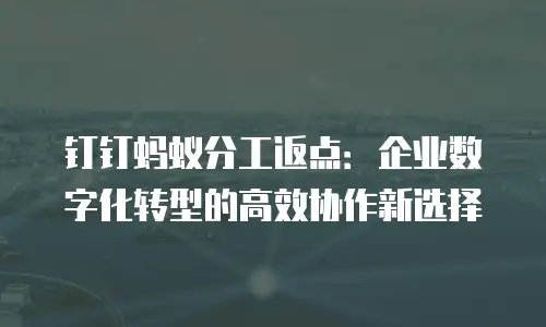 钉钉蚂蚁分工返点：企业数字化转型的高效协作新选择