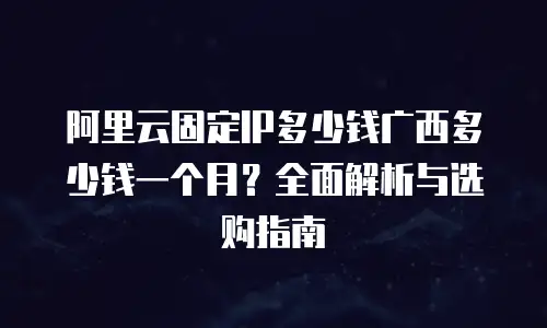 阿里云固定IP多少钱广西多少钱一个月？全面解析与选购指南