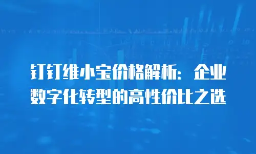 钉钉维小宝价格解析：企业数字化转型的高性价比之选