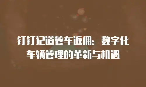 钉钉记道管车返佣：数字化车辆管理的革新与机遇