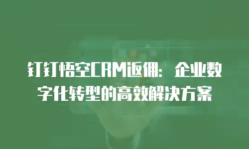 钉钉悟空CRM返佣：企业数字化转型的高效解决方案