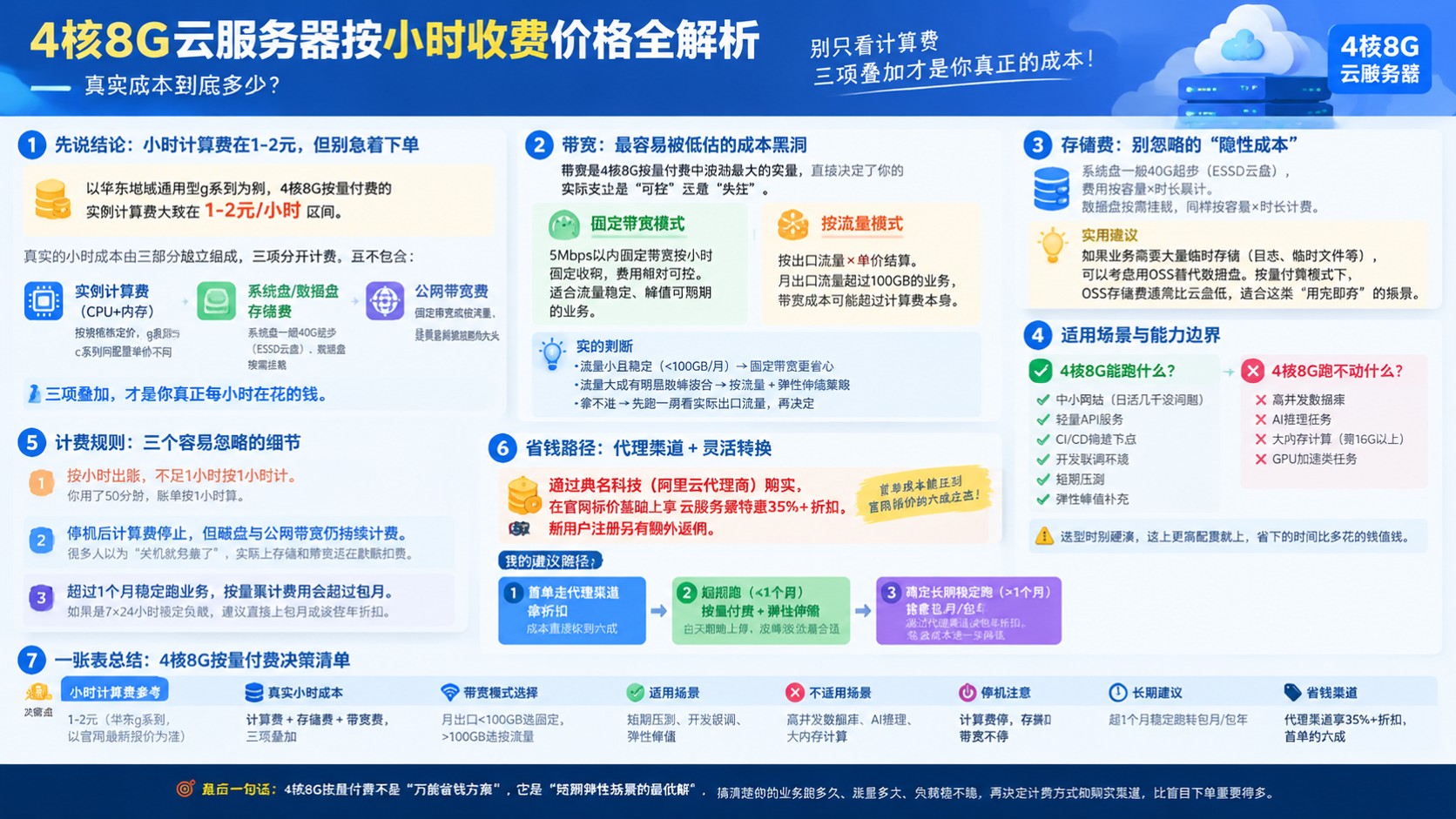 4核8G云服务器按小时收费：最新价格区间与计费口径